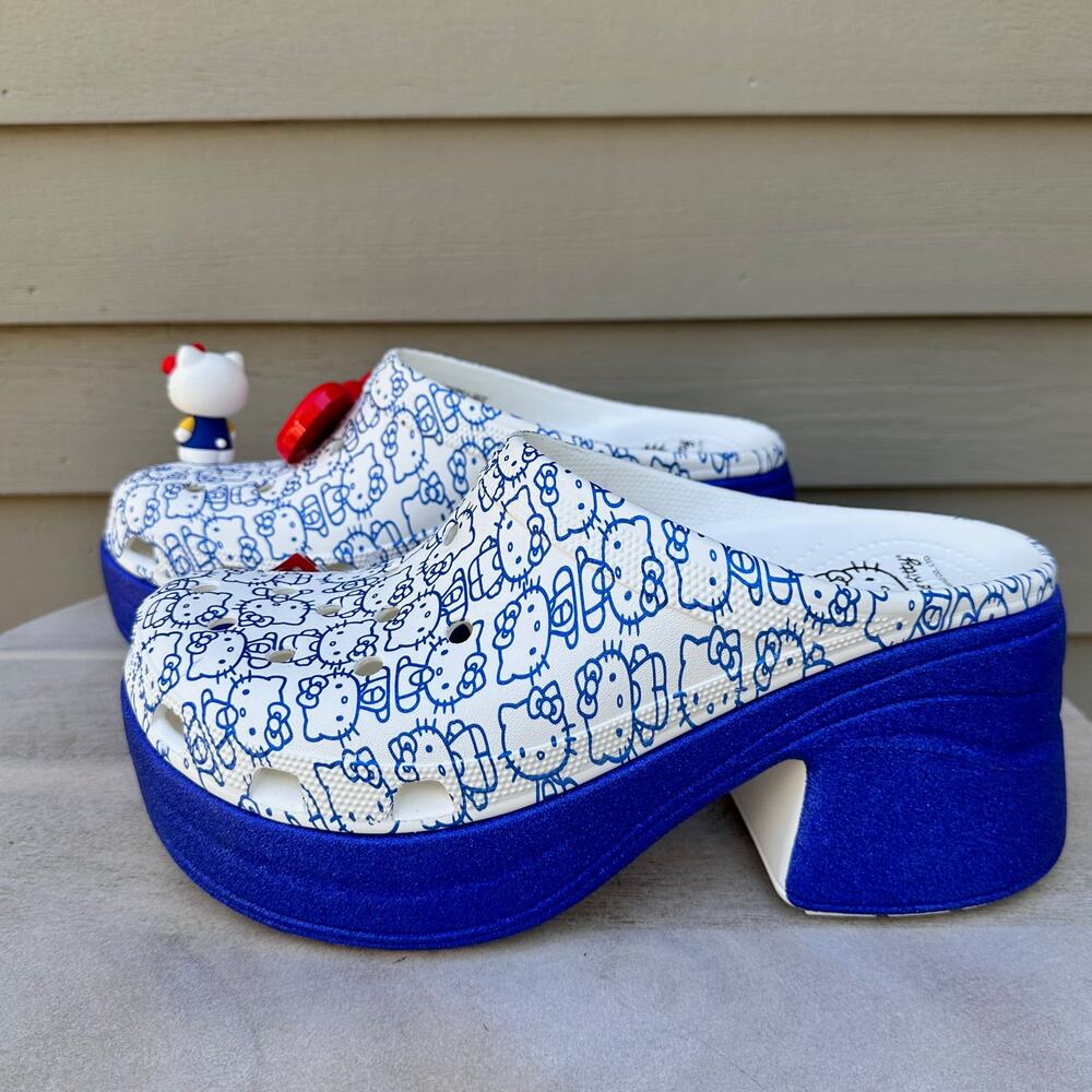 Crocs HELLO KITTY 50th Anniversary Blue Glitter Siren Clog Womens 13 Mens 11 - Picture 5 of 14